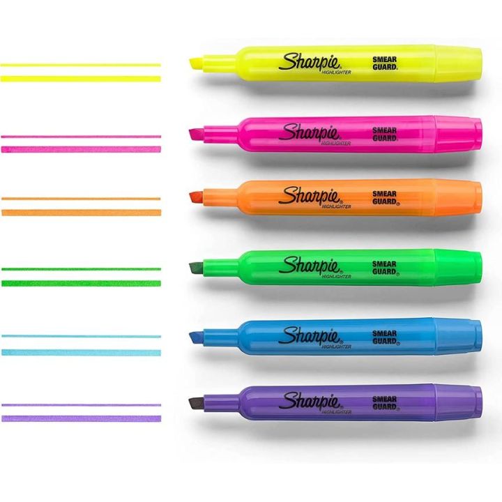 Surligneurs Sharpie à pointe biseautée aux couleurs fluorescentes, 12/pqt