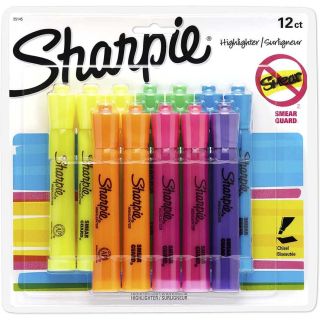 Surligneurs Sharpie à pointe biseautée aux couleurs fluorescentes, 12/pqt
