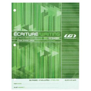 Cahier Canada interligné, 32 pages, Louis Garneau, vert