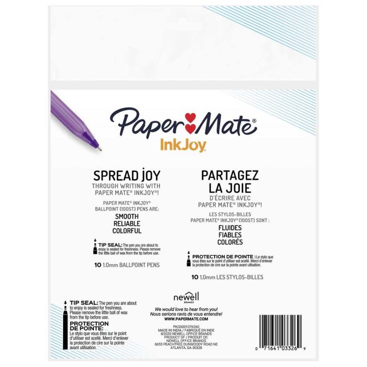 Stylos à bille InkJoy couleurs variées, 10/pqt