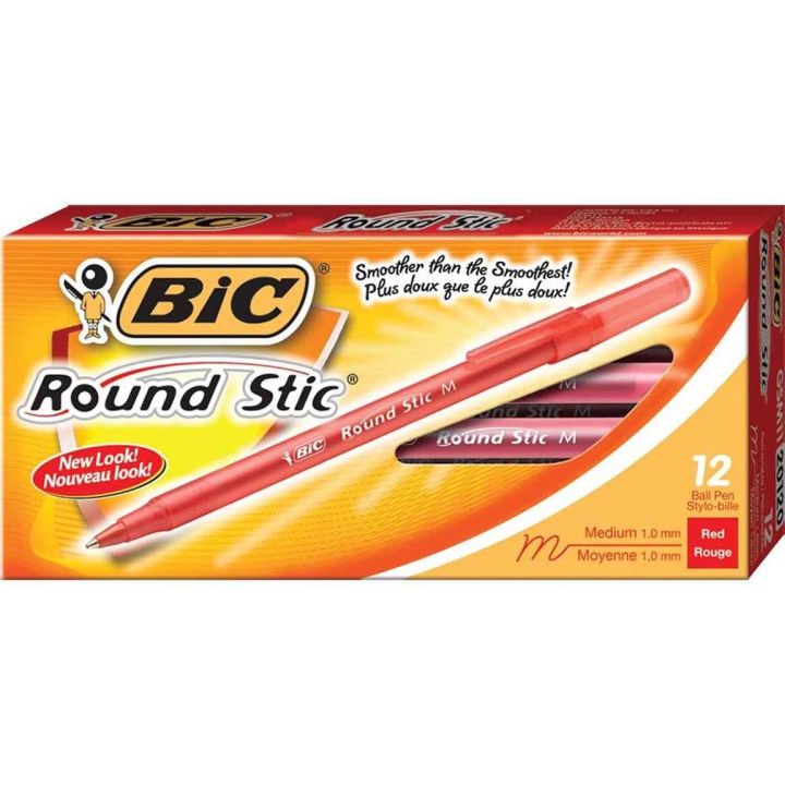 Stylos à bille round Stic de Bic, 12/boite