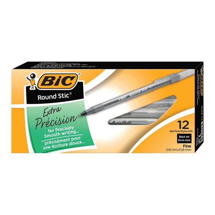 Stylos à bille round Stic de Bic, 12/boite