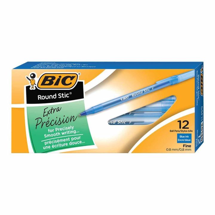Stylos à bille round Stic de Bic, 12/boite