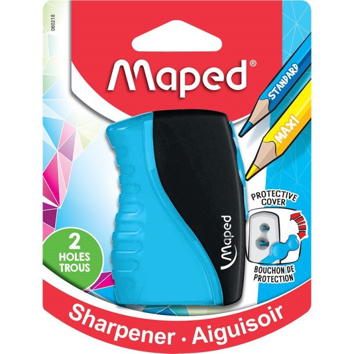 Taille-crayon Maped, avec dévidoir à copeaux et couvercle de protection, 2 trous