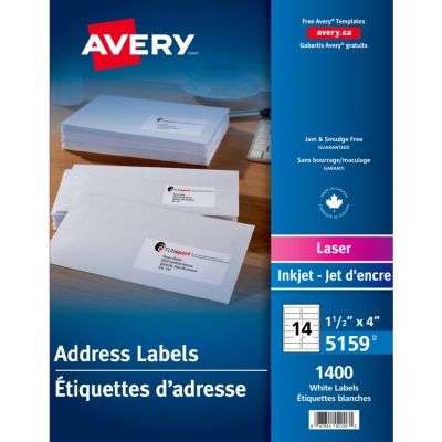 Étiquettes Avery®, laser, 8-1/2 x 11 po, 05159
