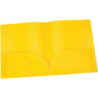 Portefolio en plastique, avec deux pochettes intérieures, jaune