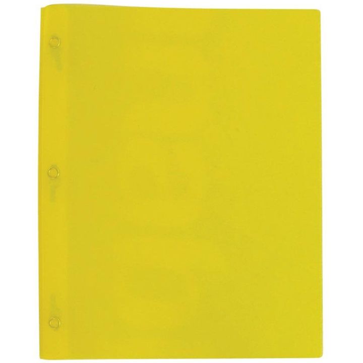 Duo-tang en poly souple, jaune, 3 attaches