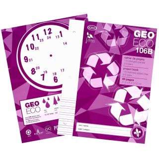 Cahier de projets GEO ECO 106B, interligné pointillé