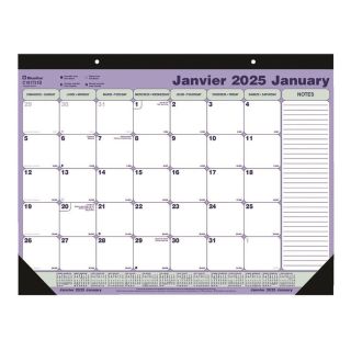 Calendrier sous-main mensuel 2025,  21-1/4 x 16 po, bilingue, C181731B