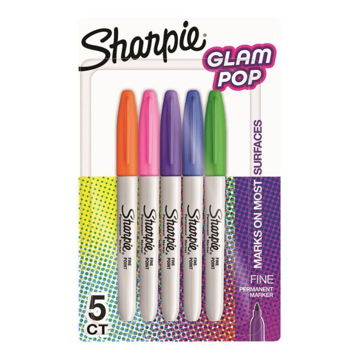 Marqueurs pointe fine Glam Pop, couleurs assorties, 5/pqt