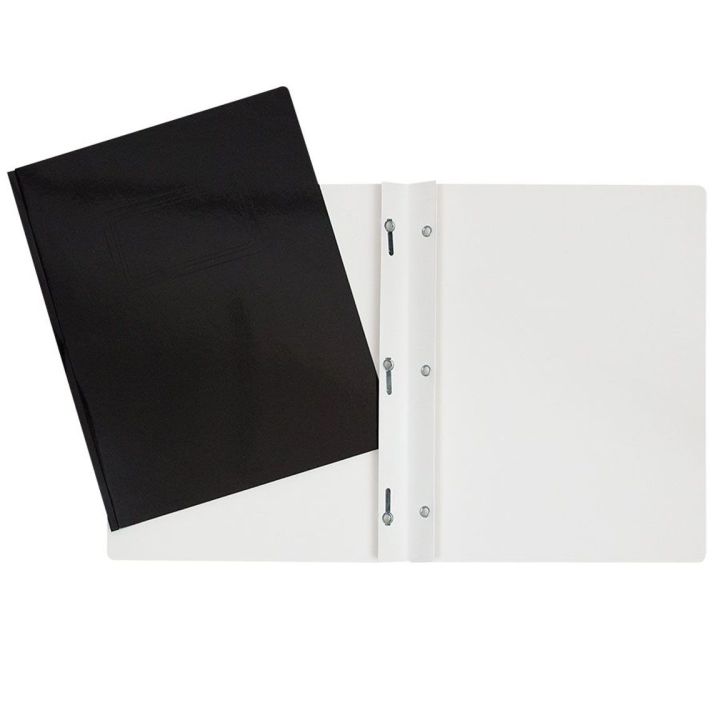 Duotang noir trois attaches en carton laminé sans pochette intérieure