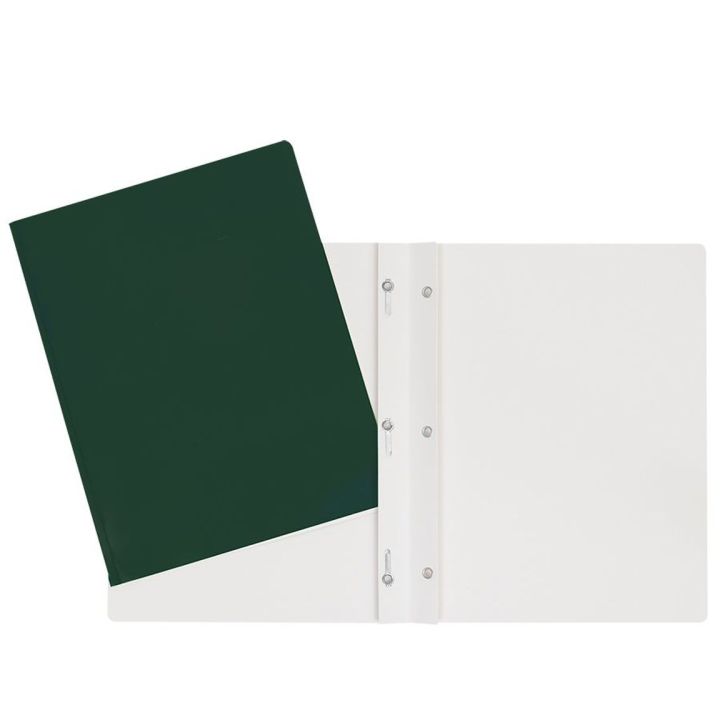 Duotang vert foncé trois attaches en carton laminé sans pochette intérieure
