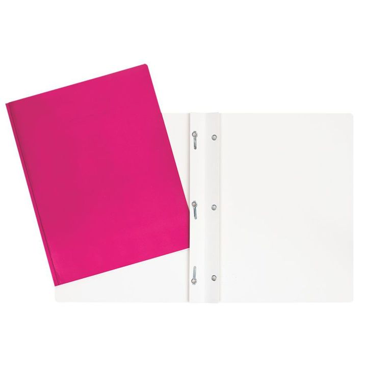 Duotang rose trois attaches en carton laminé sans pochette intérieure