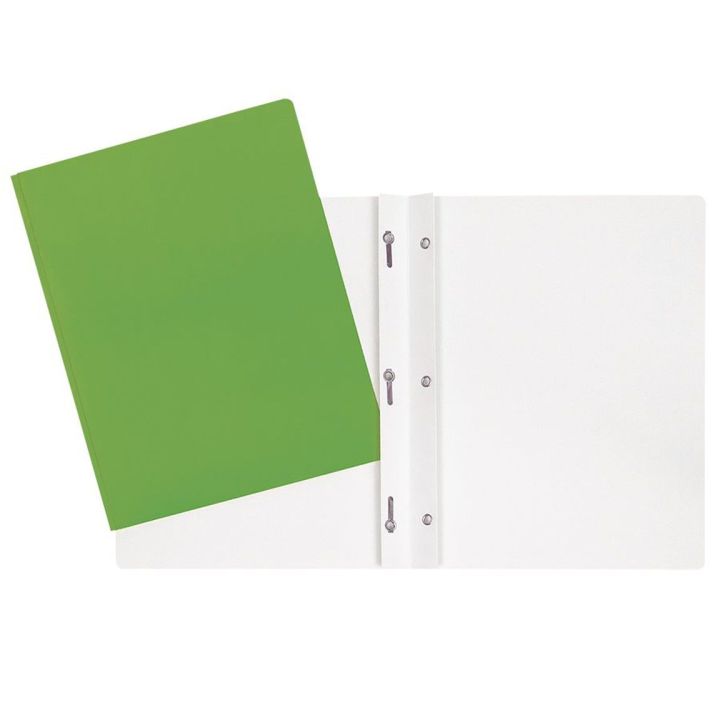 Duotang vert trois attaches en carton laminé sans pochette intérieure