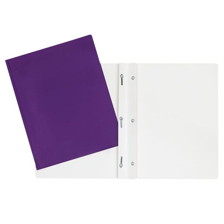 Duotang violet trois attaches en carton laminé sans pochette intérieure