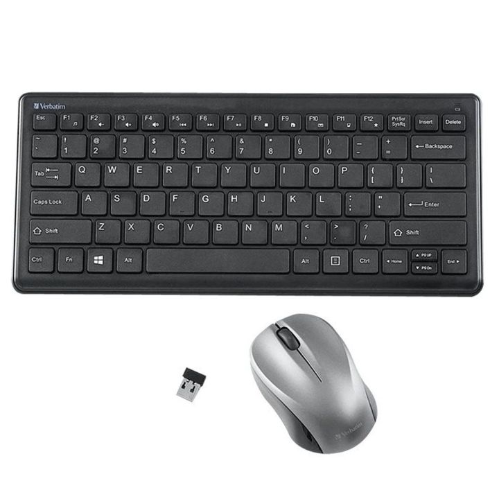 Ensemble clavier et souris compactes à touches silencieuses sans-fil 2.4 Ghz, Verbatim