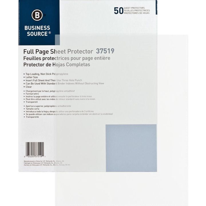 Feuilles de protection à chargement par le haut clair, Business Source, 50/bte