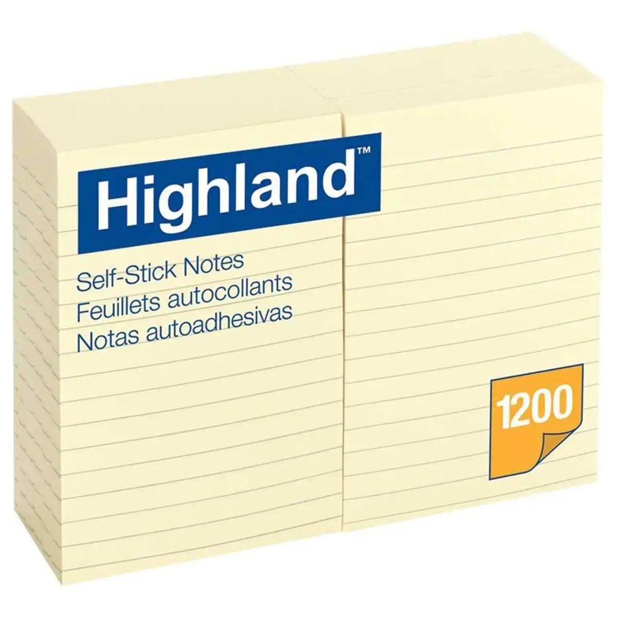 Feuillets autoadhésifs Highland™ Jaune, ligné, 4 x 6 po.