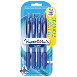 Stylo à bille rétractable Profile®,  pointe 1.4 mm, bleu, 4/pqt