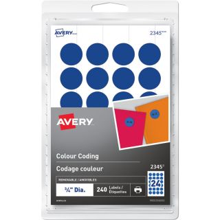 Étiquettes bleues Avery®, rondes, 3/4 po, 2345