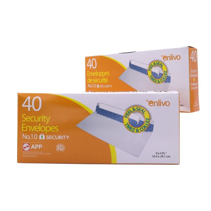 Enveloppes APP sécuritaire, fermeture autoadhésif, 4-1/8 x 9-1/2 po., 40/bte