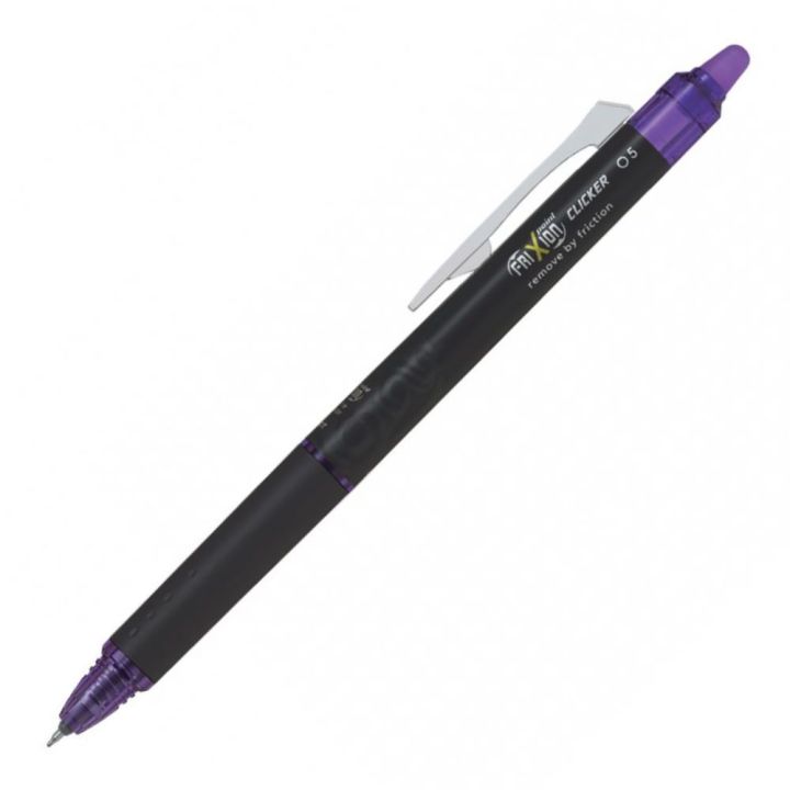 Stylo Clicker retractable Frixion effaçable, encre gel 0.5 mm, violet
