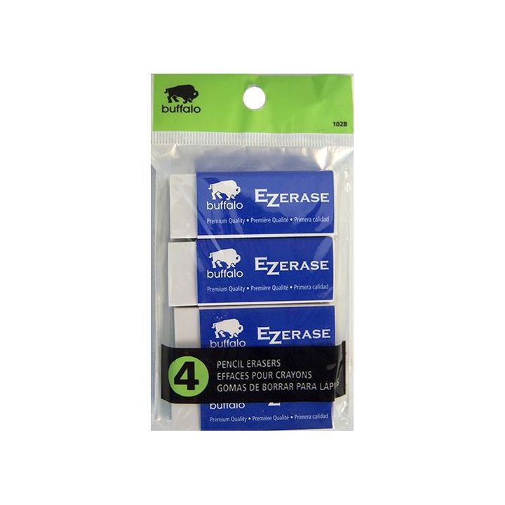 Gomme à effacer blanche Buffalo, 4/pqt