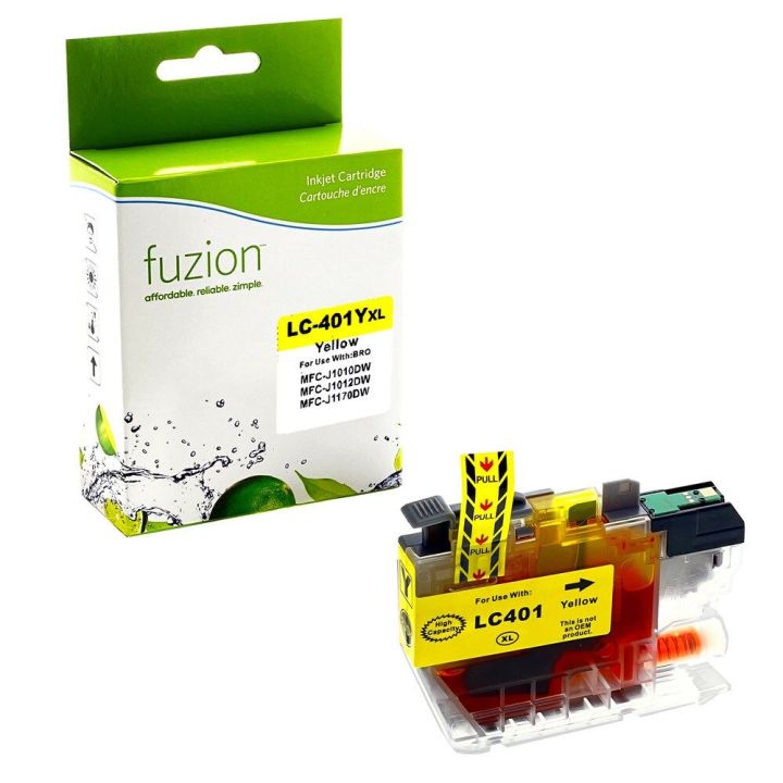 Brother LC401, compatible jet d\'encre, encre jaune, format XL