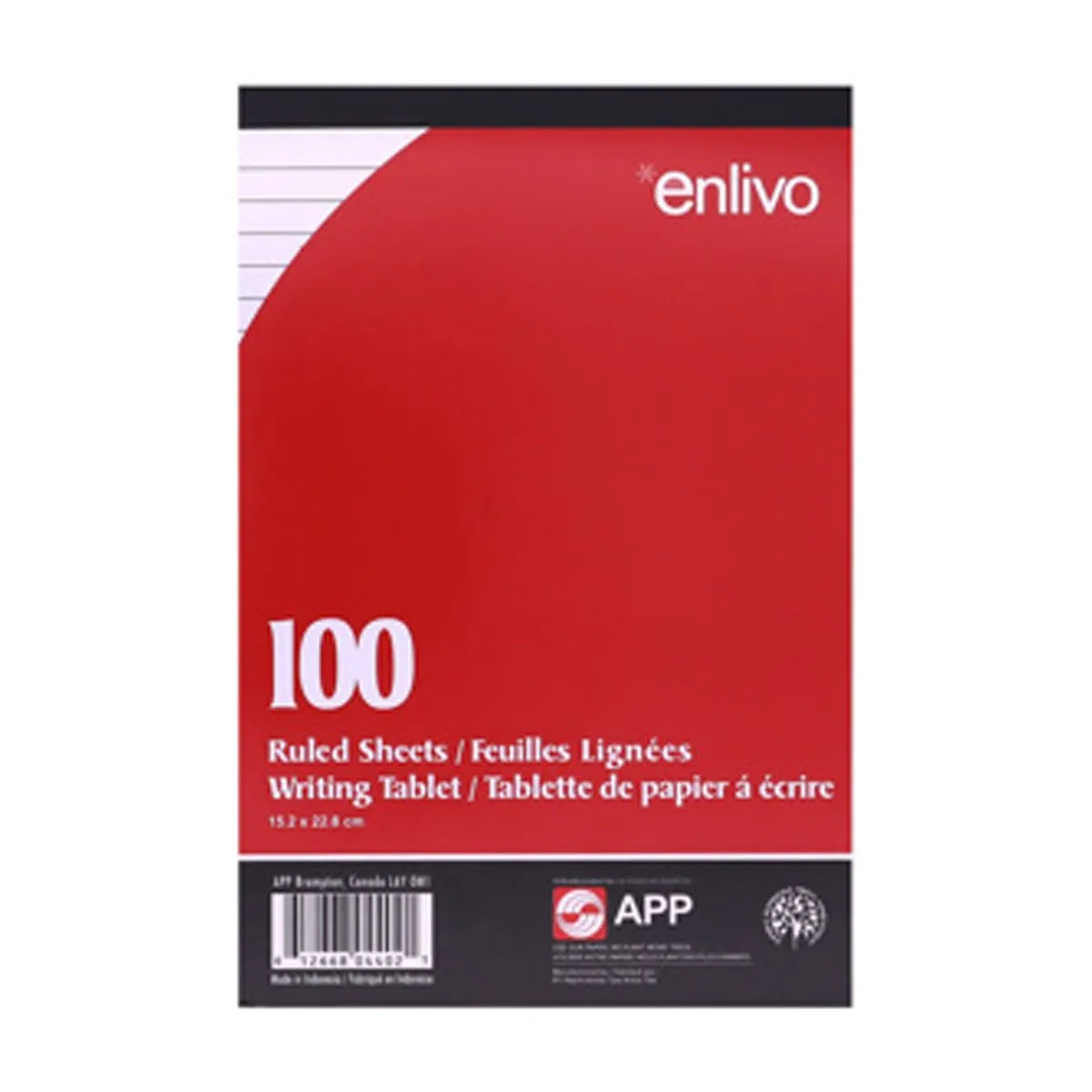 Tablette de papier à écrire APP, 6x9", 100 feuilles