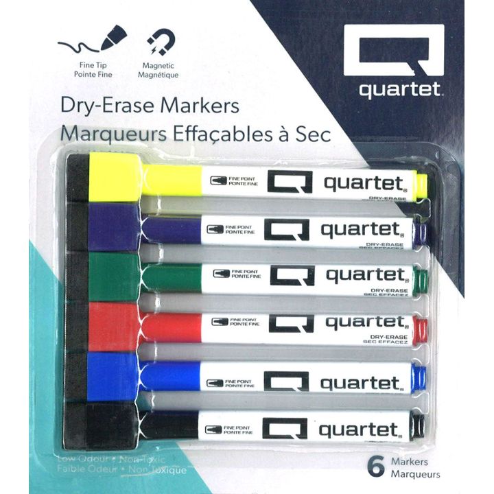 Marqueurs effaçables aimantés Quartet pointe fine, 6/pqt