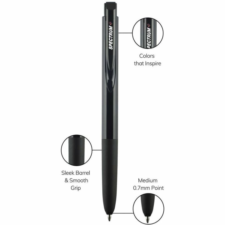 Stylo rétractable, Uni Spectrum, encre noir gel 0,7 mm, 3/pqt