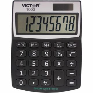 Calculatrice de bureau Victor 1000 - 8 chiffres - 13 x 8,4 x 10,9 cm - Noir