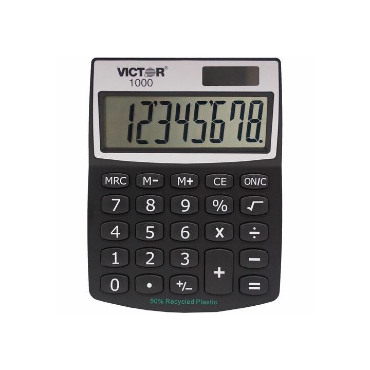 Calculatrice de bureau Victor 1000 - 8 chiffres - 13 x 8,4 x 10,9 cm - Noir