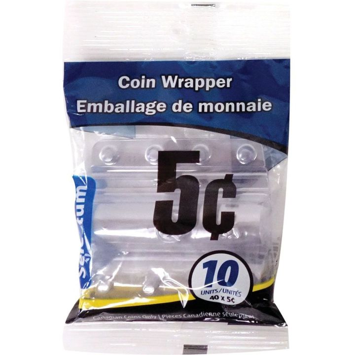 Rouleau Selectum en plastique transparent pour monnaie de 5¢, Pqt de 10