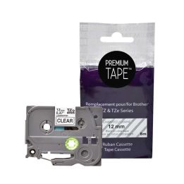 Ruban compatible Brother TZ-131 / TZe131, Premium Tape AZ131,  étiquette transparent, 12 mm x 8 m