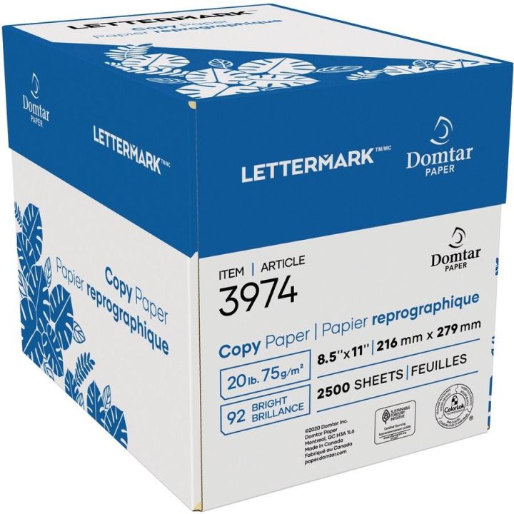 Caisse 2500 feuilles 20 lb Lettermark par Domtar, 8.5 x 11, multi-usage