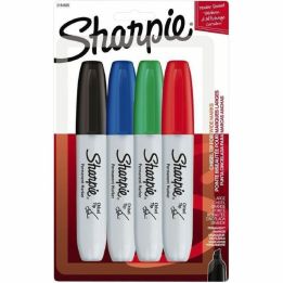 Marqueurs permanents Sharpies à pointe biseautée, couleurs assorties, emballage de 4
