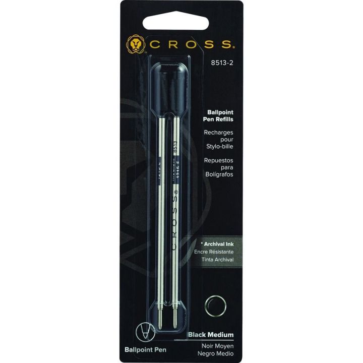 Recharge Cross® pour stylo-bille à pointe moyenne noir, 8513-2, Paquet de 2