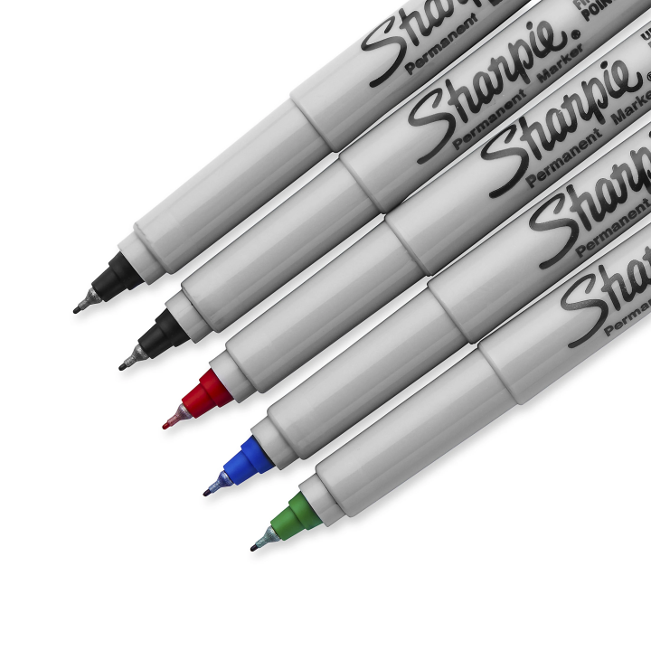 Marqueurs permanents Sharpie® à pointe ultra-fine, couleurs assorties, paquet de 5 marqueurs