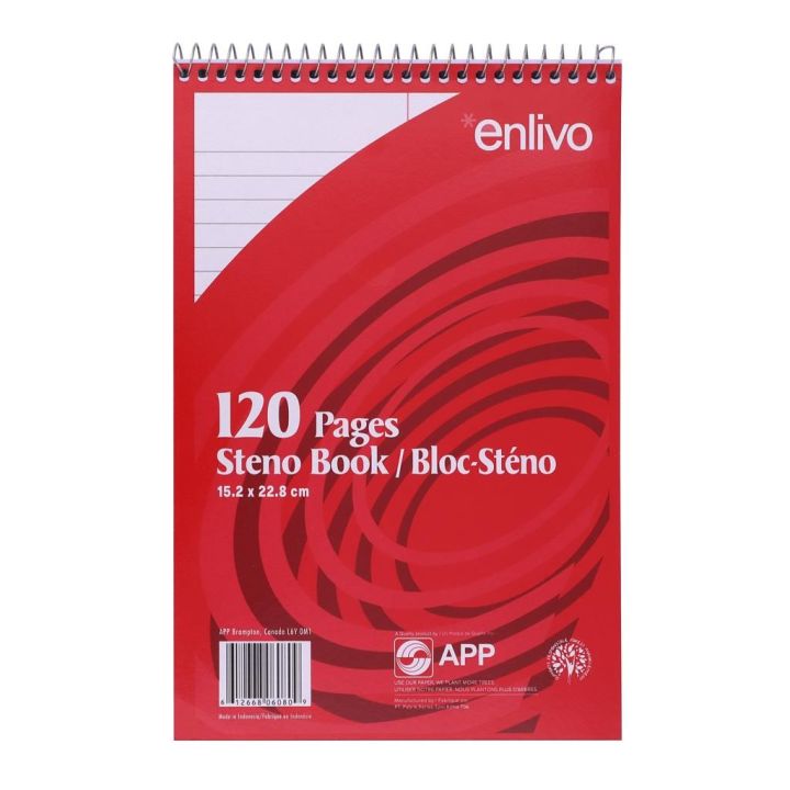 Bloc-Note Sténo d'Enlivo, 120 pages, 15.2 x 22.8 cm