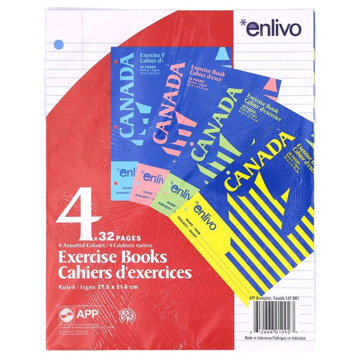 Cahier d'exercices Canada Enlivo, 32 pages, 4/pqt