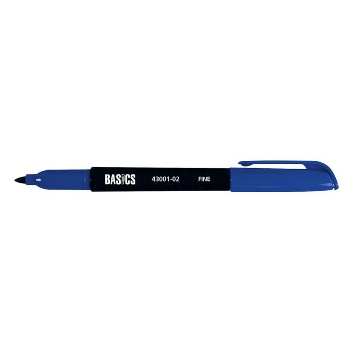 Marqueurs Permanents Basics, pointe fine, encre bleu