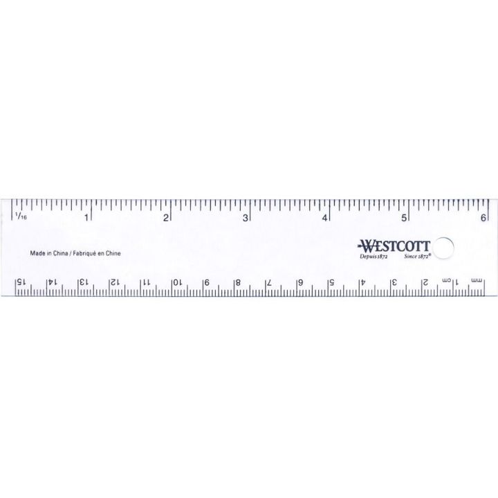Régle flexible Westcott, transparent en vinyle, 15 cm • 6 pouces
