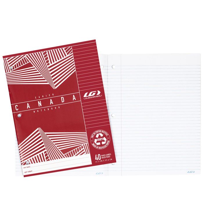 Cahier Canada ligné Louis Garneau, 40 pages, rouge