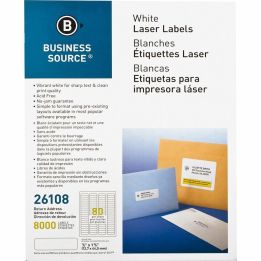 Business Source - Étiquettes laser d'adresse 1/2 x 1-3/4, 8000/bte, 26108