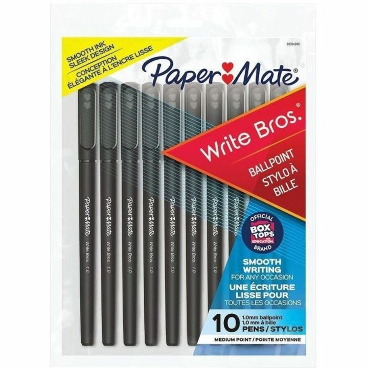 Papermate stylo-bille Write Bros, pointe 1.0 mm, encre noir, 10/pqt