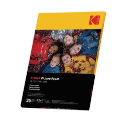 Papiers photos lustré Kodak 8.5 x 11, 180 gsm, 25/emballage
