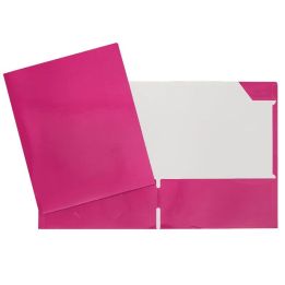 Portefolio en carton laminé, 2 pochettes intérieures, rose