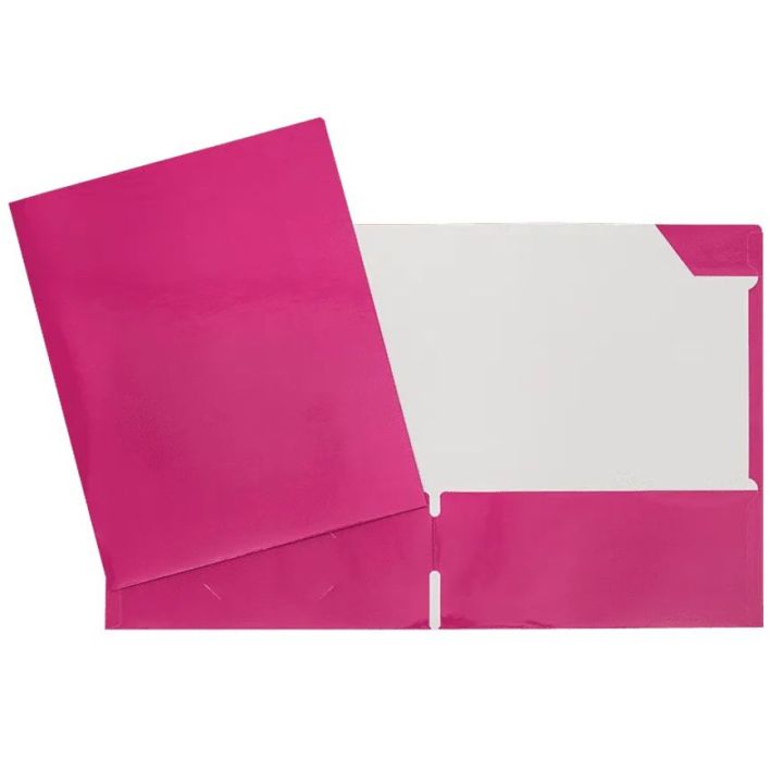 Portefolio en carton laminé, 2 pochettes intérieures, rose